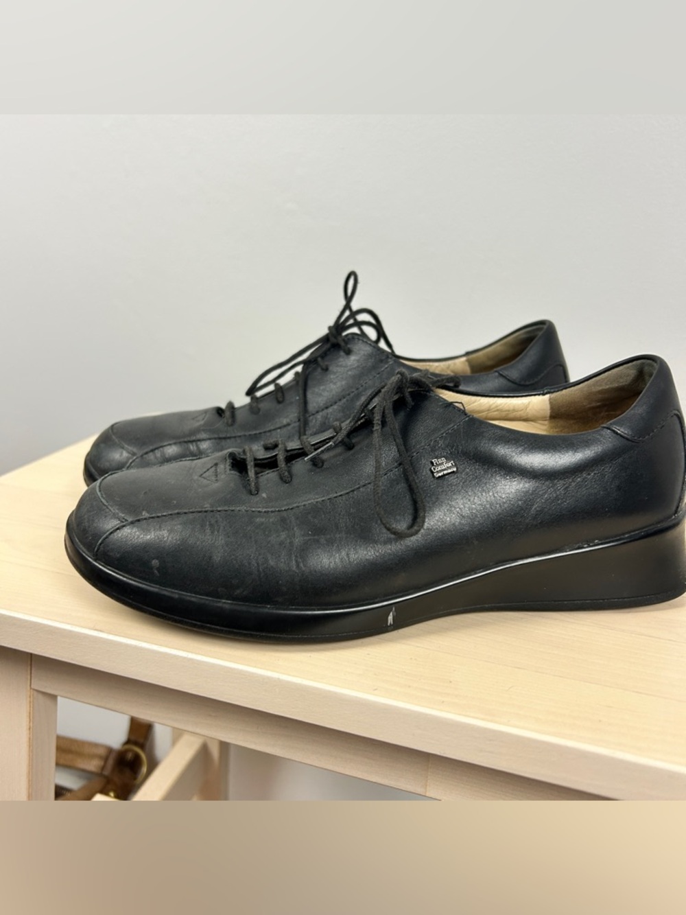 FINN‎ COMFORT Narita Black Leather Lace Up Shoes Women's Size 8.5 US 6 UK